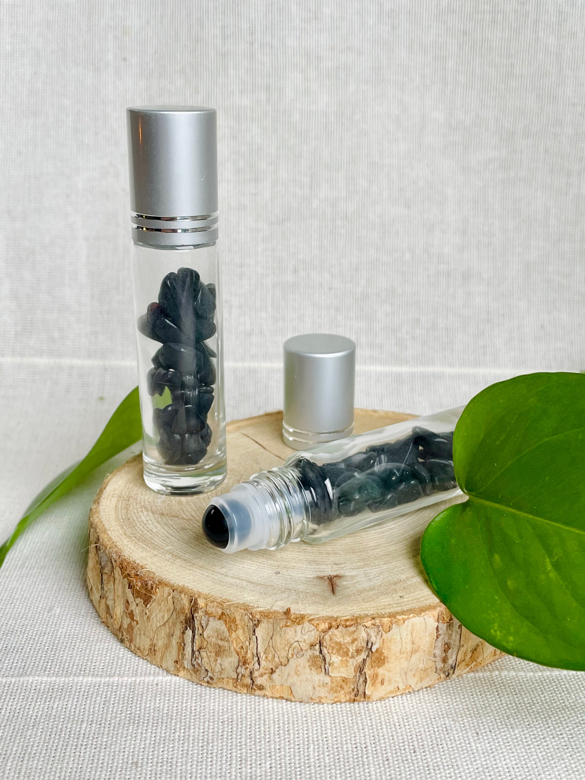 Roll-on artisanal français pour pratiques spirituelles obsidienne noire