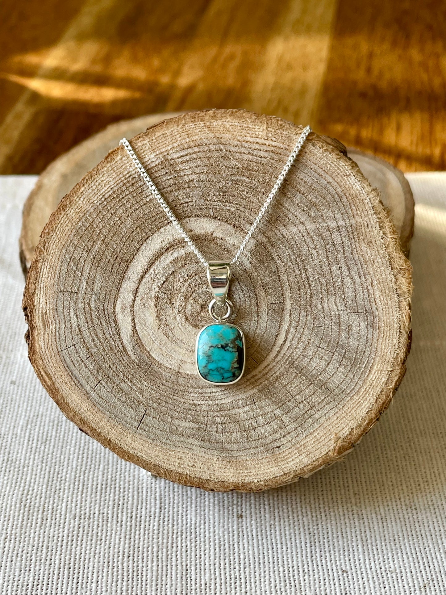 Pendentif en Turquoise du Tibet en pierres naturelles en argent 925