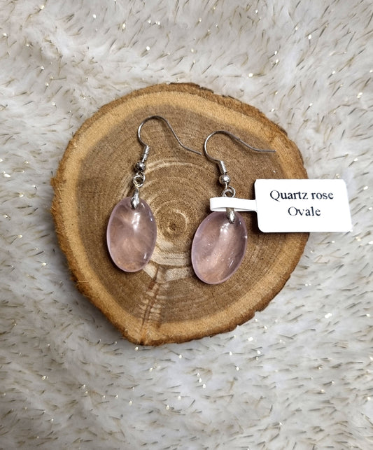 Boucles d'oreilles en Quartz Rose (+options)