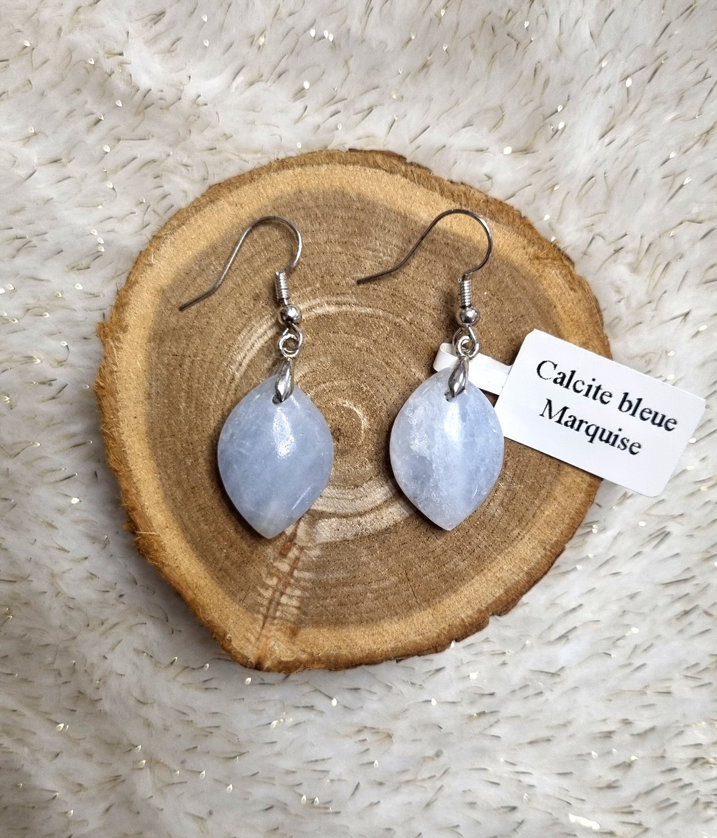 Boucles d'oreilles en Calcite Bleue