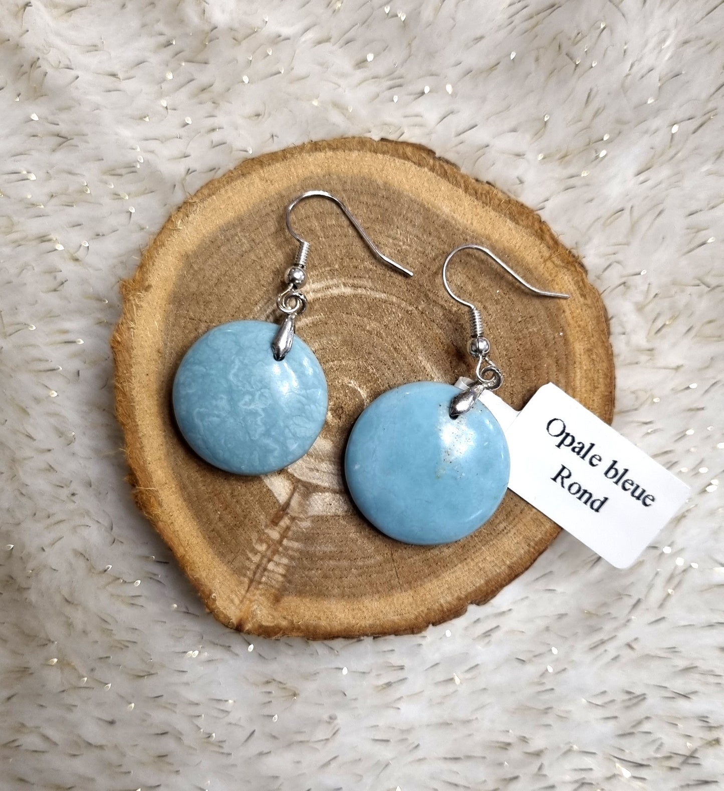 Boucles d'oreilles en Opale bleue (+options)