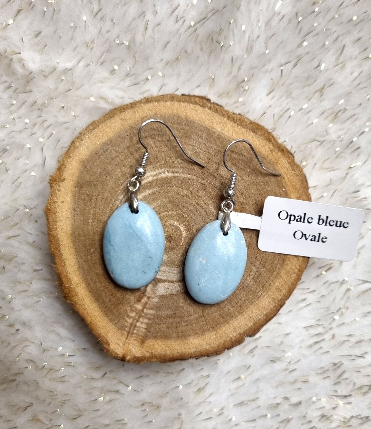 Boucles d'oreilles en Opale bleue (+options)