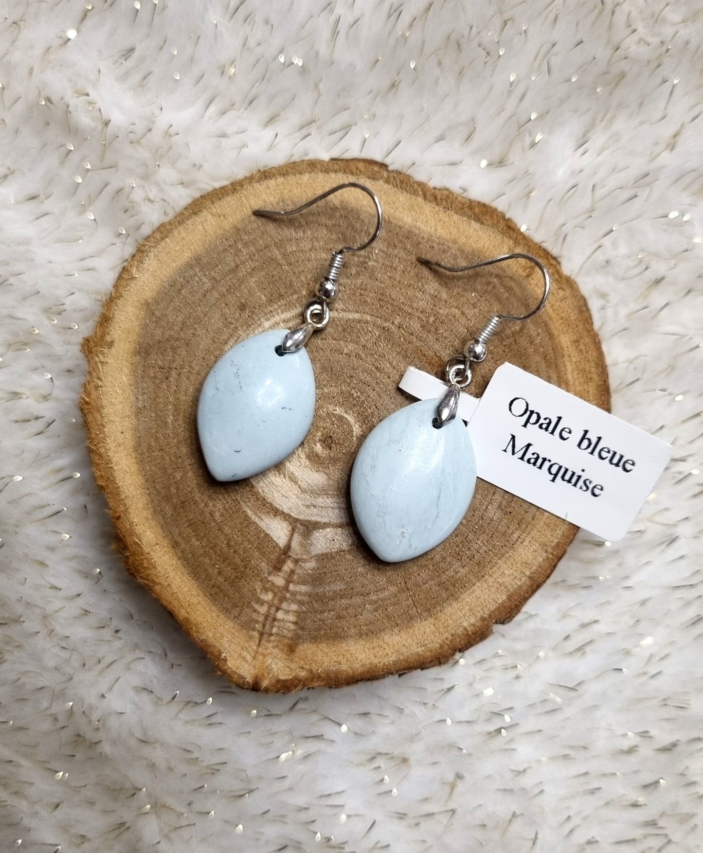 Boucles d'oreilles en Opale bleue (+options)