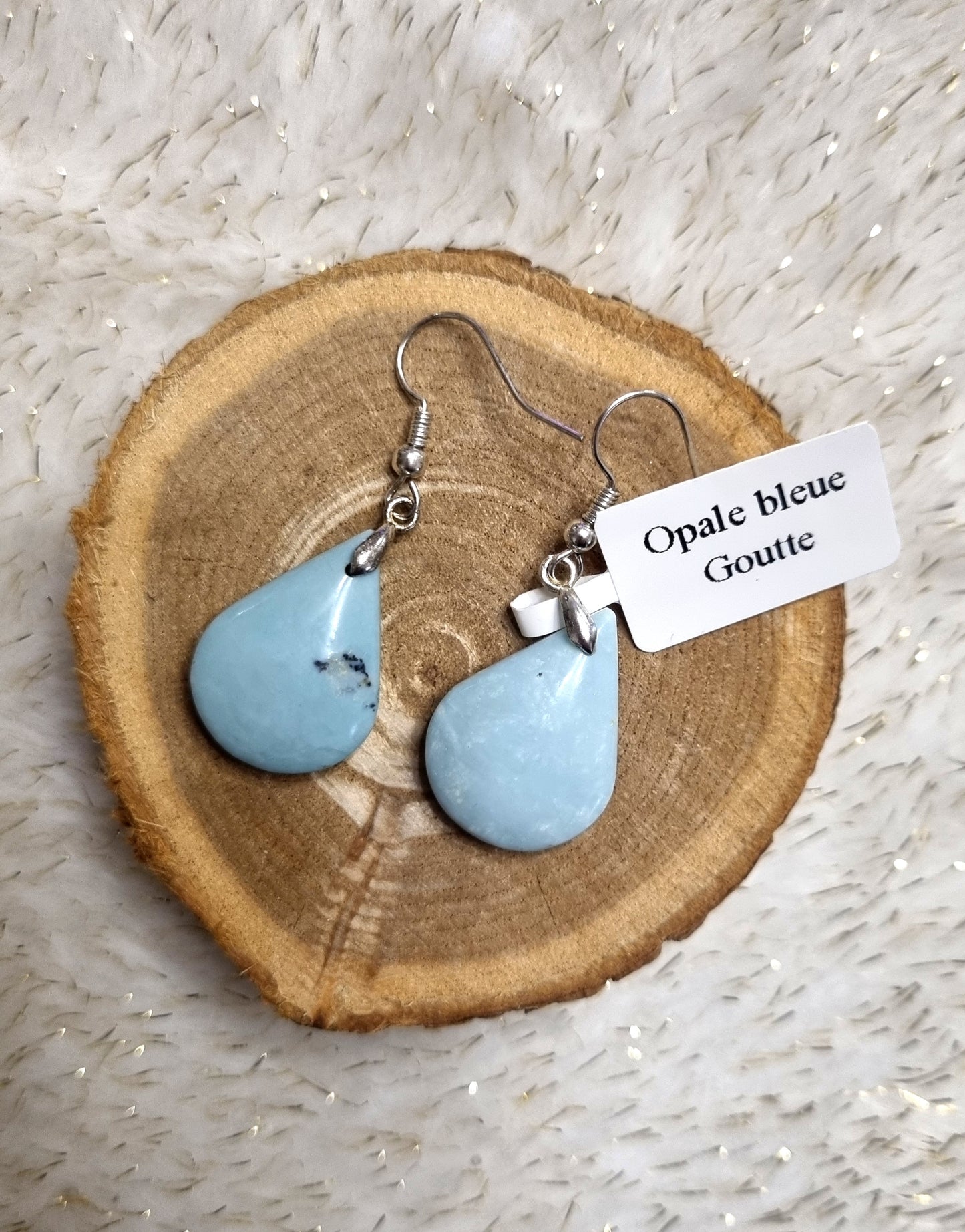 Boucles d'oreilles en Opale bleue (+options)