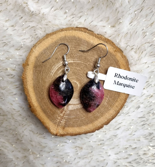 Boucles d'oreilles en Rhodonite