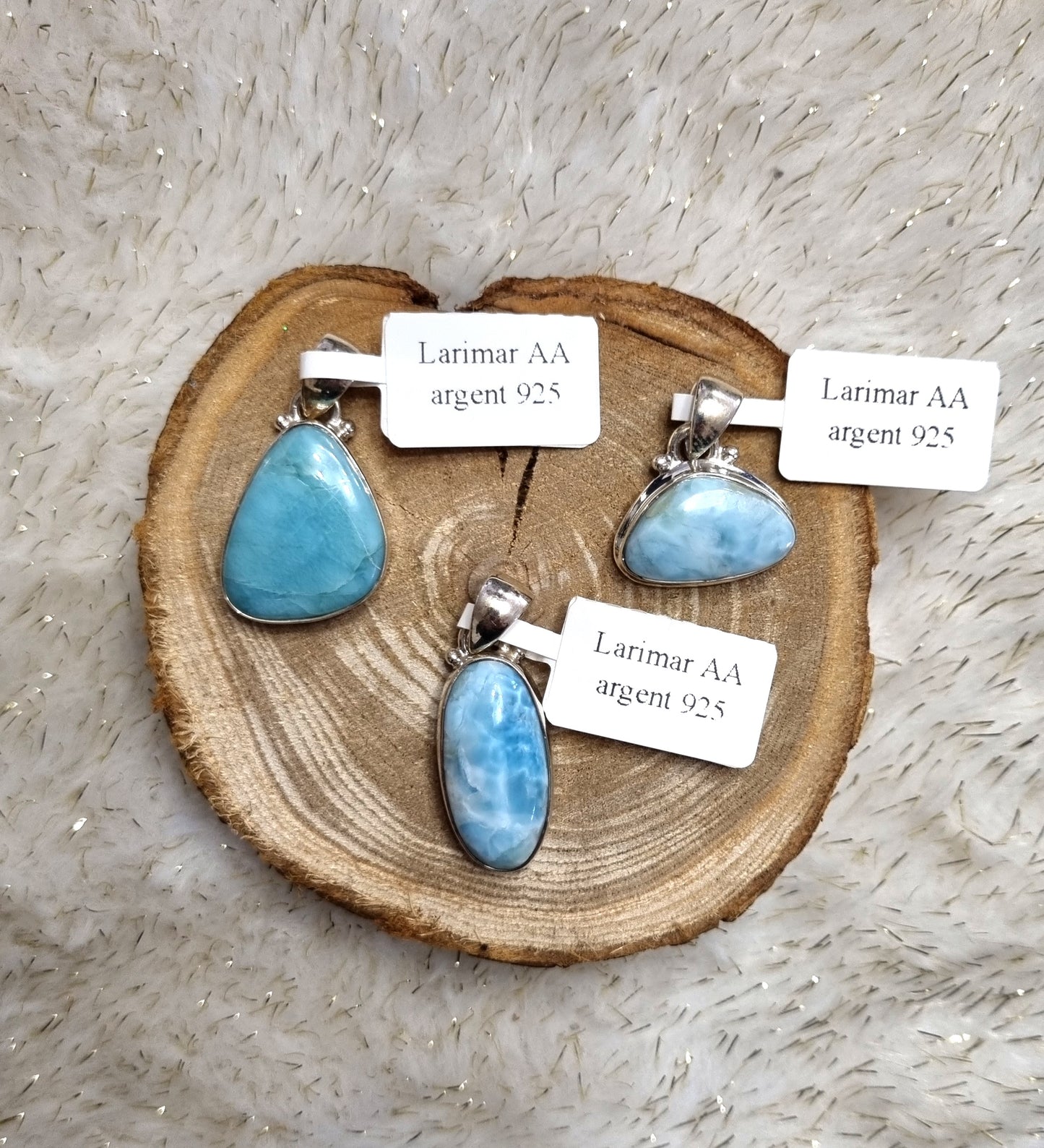 Pendentif en Larimar AA (+options)