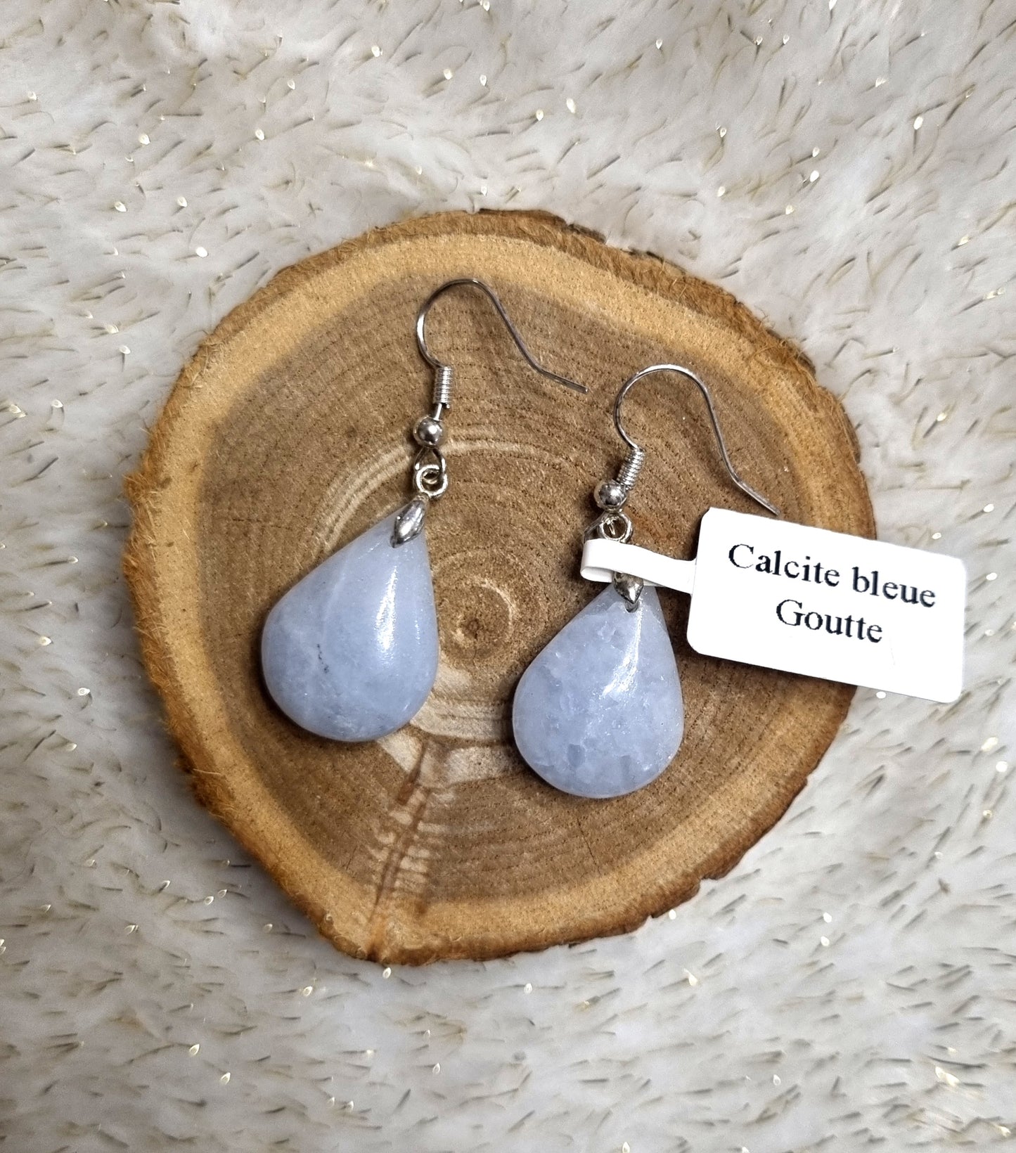 Boucles d'oreilles en Calcite Bleue