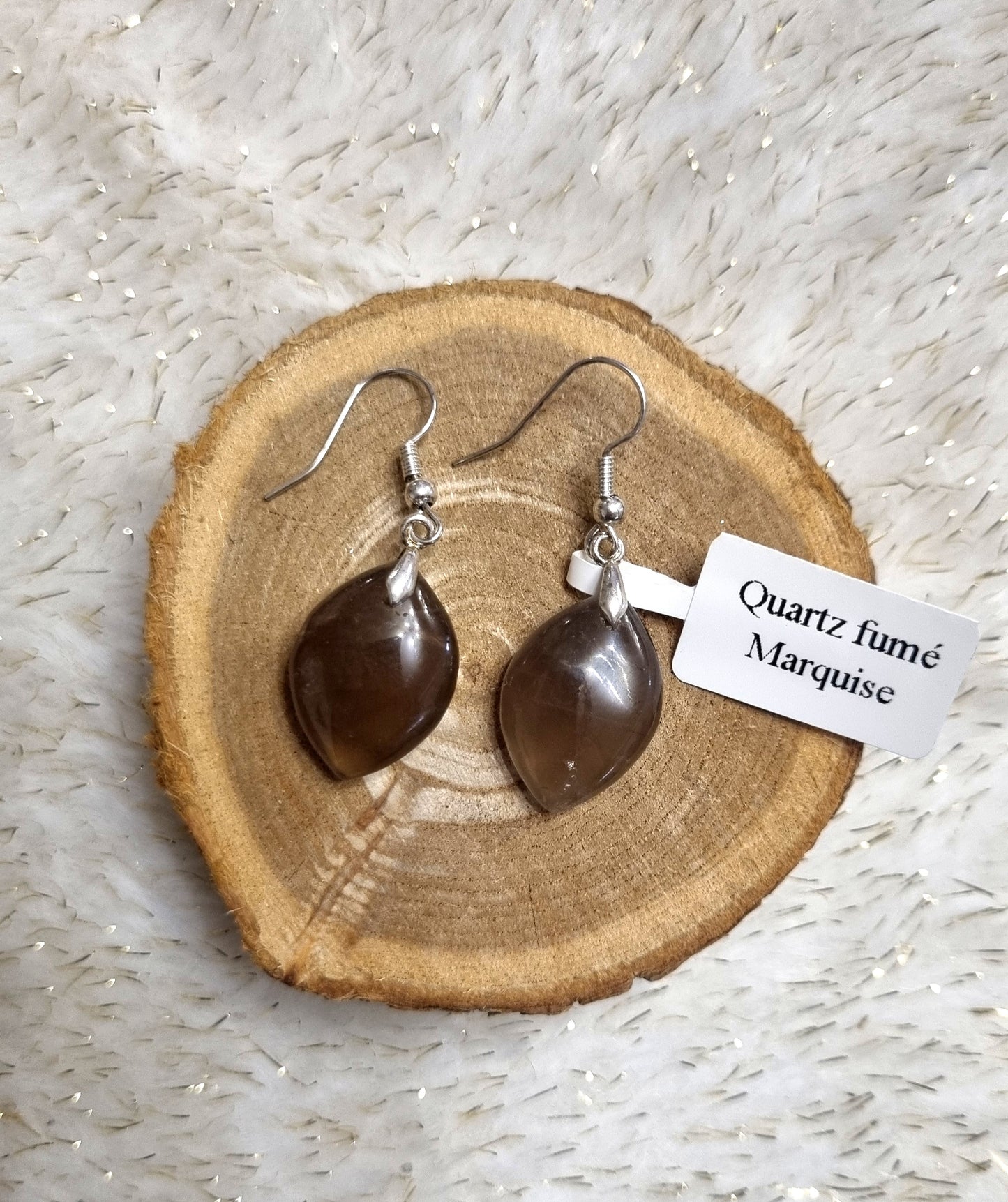 Boucles d'oreilles en Quartz Fumé